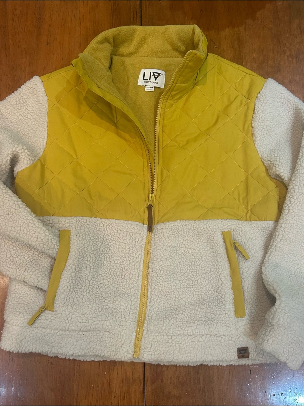 Women’s LIVES Outdoor Mustard yellow and Cream Sherpa Jacket
